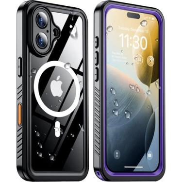 Imagem de Capa magnética Temdan para iPhone 16 à prova d'água, protetora de tela