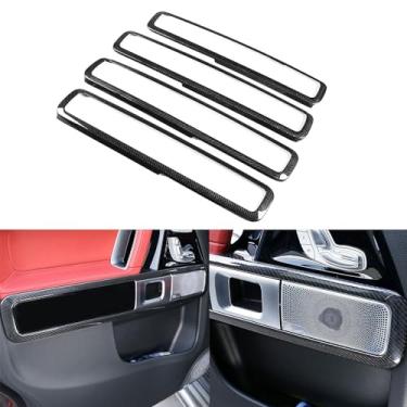Imagem de FINMOKAL 4 peças/conjunto de fibra de carbono real carro interior porta moldura guarnição compatível com Benz G Class G550 G63 W464 2019-2023