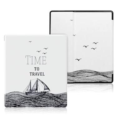 Imagem de Caso para Kindle Oasis (somente 9ª e 10ª Geração, Lançamento de 2017 E 2019), Capa de Proteção Leve de Couro PU Premium com Sleep Automotor-1