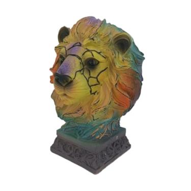 Imagem de MotiveTech Abajur de mesa com animal, luz noturna de animal, luminária de cabeceira de resina fofa para decoração de escritório e casa, Candeeiro de Mesa Leão