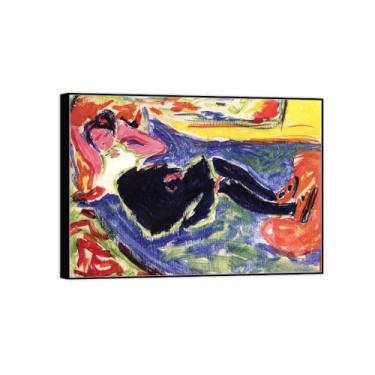 Imagem de BMZFYBS Impressão em tela pintura famosa imagem de parede - mulher com meias pretas - pôster moldura preta para sala de estar banheiro decoração de casa 70 x 100 cm 27 x 39 pol