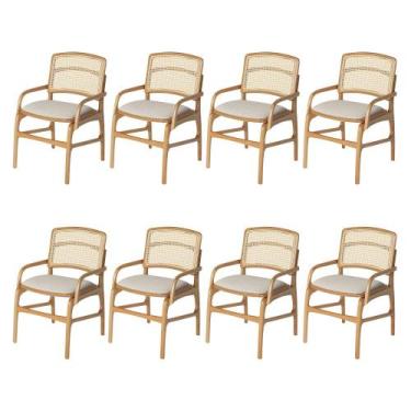 Imagem de Conjunto 8 Cadeiras de Cozinha Florença em Madeira Jequitibá Natural B