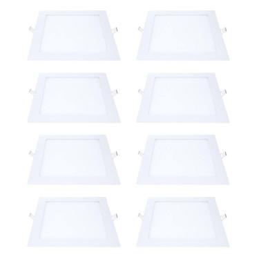 Imagem de Kit 8 Painel Led Embutir Quadrado Luz Quente 3000K 24W 29Cm