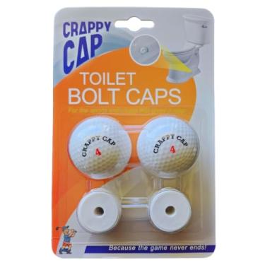 Imagem de Crappy Cap Tampas de parafuso de vaso sanitário – Acessório de banheiro com tema de golfe engraçado | Decoração de banheiro novidade esportiva | Fácil instalação, serve para parafusos padrão | "Para o