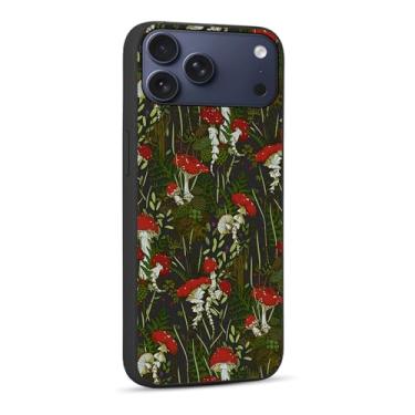Imagem de Capa compatível com iPhone 17 Pro Max, cogumelo vermelho hippie, plantas verdes selvagens, TPU macio, moderno, legal, fina, à prova de choque, capas protetoras para mulheres e meninas