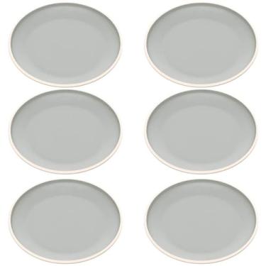 Imagem de Jogo 6 Pratos de Melamina 27cm Rasos Cinza Wolff Bandejas Redondas Servir Mesa Posta