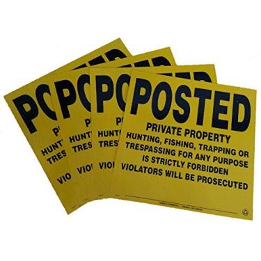 Imagem de Placas Minuteman | Pacote com 4 placas de propriedade privada de alumínio, Amarelo