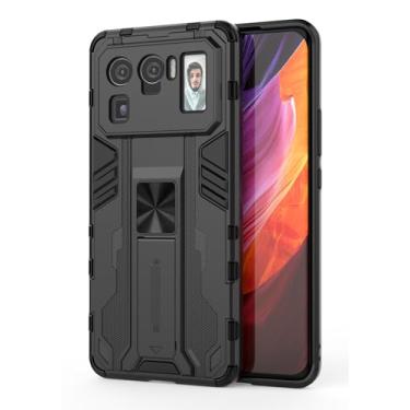 Imagem de SORAKA Capa para Xiaomi Mi 11 Ultra 5G com suporte Capa de proteção resistente para Xiaomi Mi 11 Ultra 5G Capa com placa de metal para suporte magnético para carro Capa Silm Fit