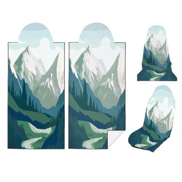 Imagem de Capa de toalha de assento de carro após a academia, toalha de capa de assento de carro – à prova de suor, lavável, capa antiderrapante para carros, SUVs (pacote com 2, Yosemite)