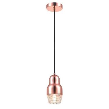 Imagem de Pendente Ouro Rose Vidro Transparente 20cm 1G9 PE-037/1 Mais Luz - MAI