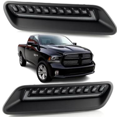 Imagem de KeeForthewin Luzes de ventilação do capô adequadas para Dodge Ram 1500/2019-2022 Ram 1500 Classic 2010-2018 com seta LED DRL/Âmbar