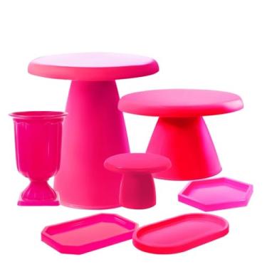 Imagem de Kit Decorativo para Mesa Posta – Boleiras Slim, Vaso Grego, Mini Peças e Bandeja Oval (Pink)