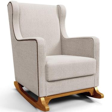 Imagem de Poltrona de Amamentação com Balanço Mavie L02 Bouclê Creme - Lyam Decor