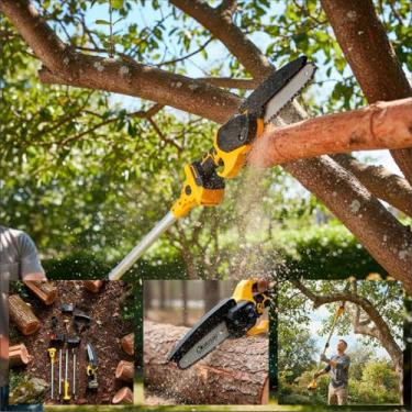 Imagem de Mini Motosserra Podador Com CAbo Extensor a Bateria 48v 3m Altura Portátil