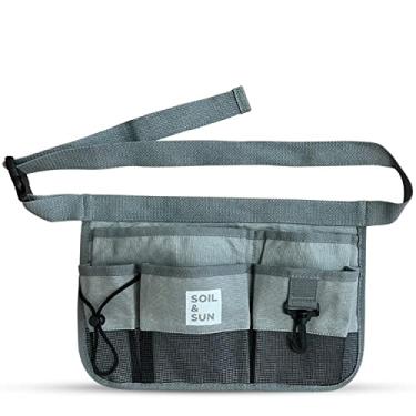 Imagem de Avental de jardim Soil and Sun Cinto utilitário feminino cinto utilitário masculino feminino bolsa de cinto para ferramentas avental de cintura com bolsos, Cinza, 13.23 x 8.82 x 2.17 inches