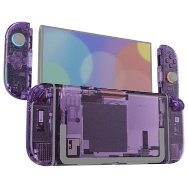 Imagem de eXtremeRate Botões de substituição DIY para Nintendo Switch 2, conjunto completo de placa traseira com botão para console portátil Switch 2 e Joycon 2 - Versão Deluxe - Roxo atômico transparente