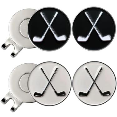 Imagem de Adhere Marcadores de bola de golfe logotipo personalizado esmaltado com clipes magnéticos fortes para chapéu Um presente de golfe premium para golfista (estilo L taco de golfe 2 peças branco + 2 peças