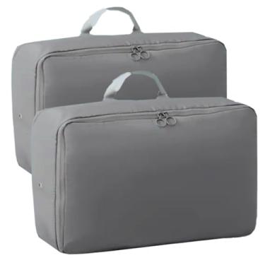 Imagem de Kit com 2 Organizador Bolsa de Compressão Para Malas de Viagem Guarda Roupas e Closet Porta Edredom E Roupas (Cinza)