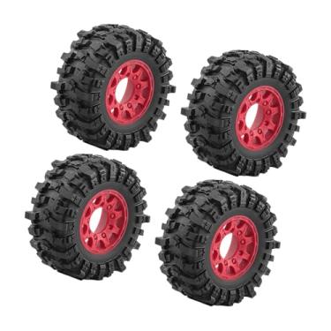 Imagem de MotiveTech 4 Peças de Rodas RC Pneus Atualização 12mm 14mm 17mm Adaptador Incluído Substituição Profissional Faça Você Mesmo para 1:10 Senton, Vermelho