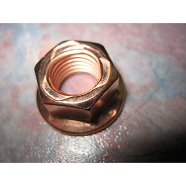 Imagem de 4 porcas de flange M10-1,25 cabeça pequena 14 mm porca de escape banhada a cobre hexagonal 14 mm