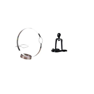 Imagem de Fenteer Suporte para Garrafas de Vinho de Ferro, Escultura Organizadora, Estatueta Abstrata de Metal, Ornamento de Mesa para Armário, Quarto, Estante