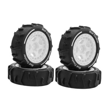 Imagem de menolana Rodas de reposição para todo-terreno RC 4 x 2,8 x 1 polegada para veículos 1/14, acessório profissional resistente, para neve, praia, deserto, Branco