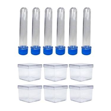 Imagem de Caixinha Lembrancinha De Festa Tubetes Com Tampa Azul Aniversário 30 U