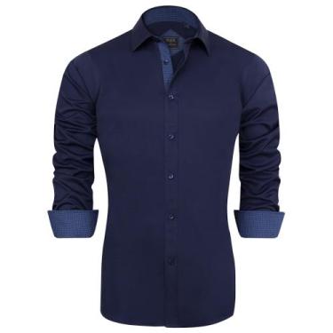 Imagem de Camisa social masculina J.VER, casual, de manga comprida, sem rugas