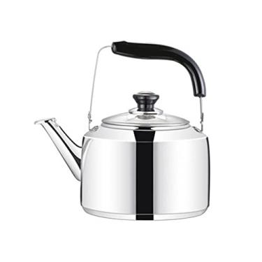 Imagem de Chaleira 304 de aço inoxidável espessa, fogão de indução a gás doméstico, chaleira de fundo duplo, chaleira de som de grande capacidade, 5 litros