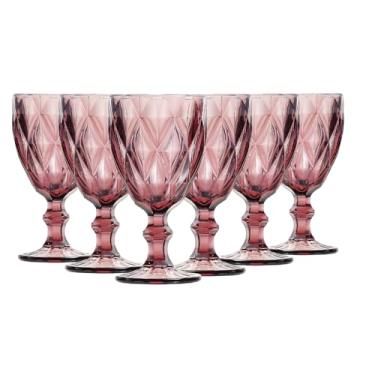 Imagem de LYOR - Conjunto de 6 Taças de Vidro Para Água Diamond 325ml Roxo - Mesa Posta - Itens Para Casa - Utensílios de Cozinha - Enxoval - Casamento - Decoração - Utilidades Domésticas