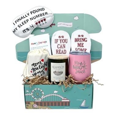 Imagem de Caixa de presente para amantes de vinho para mãe por Silly Obsessions Cesta de presente de aniversário para mãe, esposa, mulheres. Presente de vinho para nova mãe no dia das mães, rosa, M