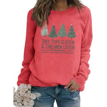 Imagem de Moletom GVABRLN Christmas para mulheres e crianças vermelho