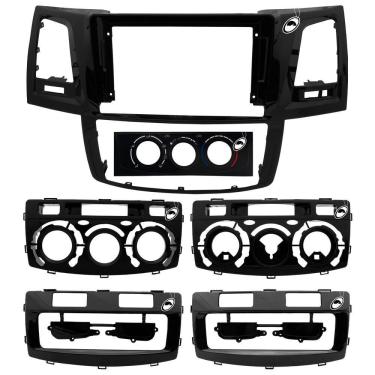 Imagem de Moldura de Painel 2 Din 9" Hilux e SW4 2005 até 2015 Ar Analógico e Digital Black Piano