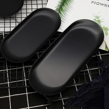 Imagem de Prato de Jantar Walfos, Prato Preto Fosco de Aço Inoxidável com Sobremesa, Bolo e Frutas 18cm