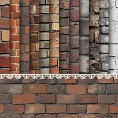 Imagem de Paredes de tijolo retrô 15 × 15 cm, materiais de diário, decoração estética de quarto para escrever, desenhar, diário de viagem, artesanato, suprimentos de enfeite de diário, 24 peças