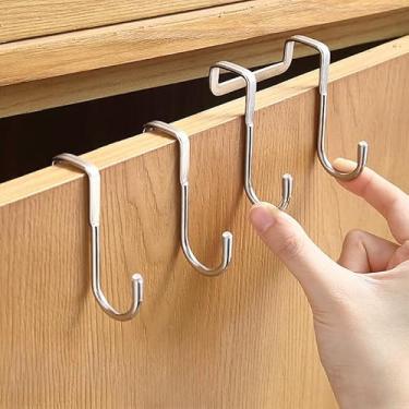 Imagem de Ganchos acima da porta, pacote com 2, G = 6,9 cm, ajuste de aço para porta de 2,4 cm, com fivela protetora, toalha pendurada, roupão, cabide para banheiro, quarto, guirlanda, suporte para tábua de