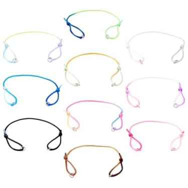 Imagem de 30 peças pulseiras ajustáveis gradiente colorido nylon trançado cordão amizade cordas torcidas com anel de salto achados para fazer joias artesanato DIY suprimentos 4-3/8~8-5/20.3 cm (11~22 cm)
