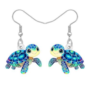 Imagem de Brincos fofos de tartaruga marinha pendurados anime tropical animais do oceano tropical joias de verão para mulheres amantes de praia presentes de férias pingentes, Medium, Acrílico, Sem pedra