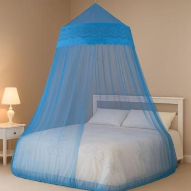 Imagem de Mosquiteiro Gigante de Teto Casal King Queen com Abertura Lateral 14m(AZUL 2,Solteiro Simples)