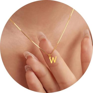 Imagem de Colar com pingente de inicial personalizada A-Z, joia minimalista de aço inoxidável para mulheres, pingente de alfabeto personalizado, F, Aço inoxidável, Sem Pedra Preciosa