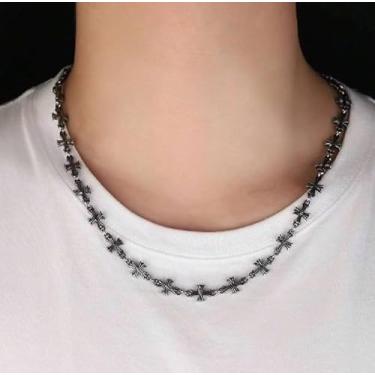 Imagem de Colar de corrente com pingente de cruz de aço de titânio, feminino, masculino, moderno, simples, acessórios de uso diário, joias, presente para amigos