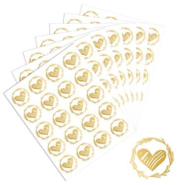 Imagem de Selos de envelope de coração, 500 peças de adesivos de coração de bronze transparente para envelopes, adesivos redondos de coração de 3 cm para convites de casamento, artesanato DIY (dourado)