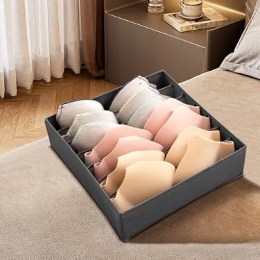 Imagem de Sutiã organizador de gaveta com 7 grades, divisória, divisória feminina, compartimento de armário, economia de espaço, solução de armazenamento de gaveta (cinza)