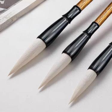 Imagem de Conjunto de 3 pincéis de pintura de arte de caligrafia, laváveis e reutilizáveis para escrever, desenhar, pincéis de tinta, caneta Sumi Brush (grande, média, pequena)