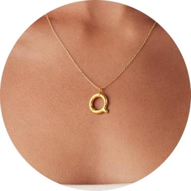 Imagem de Pingente de colar com inicial A-Z em 3D, joia de aço inoxidável personalizada, corrente ajustável, adequado para design moderno de letras femininas, F, Aço inoxidável, Sem Pedra Preciosa