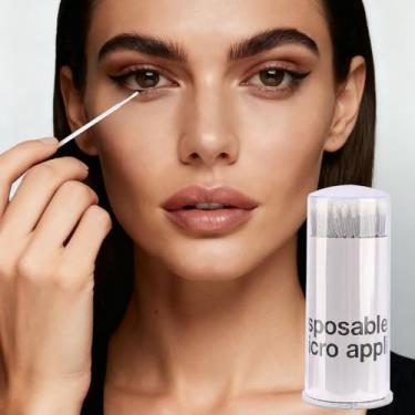 Imagem de 100 pincéis microaplicadores de cristal descartáveis para extensão de cílios microswab para varinhas de rímel para removedor de cílios ferramentas com barril (branco)