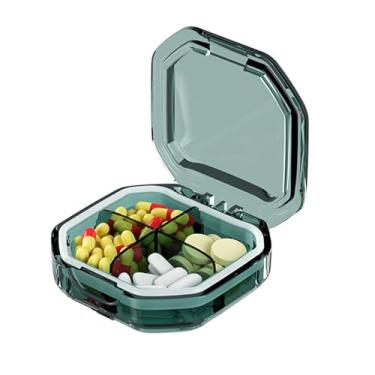 Imagem de Organizador de comprimidos de viagem, 4 compartimentos e 6 compartimentos, caixa de comprimidos pequena, estojo compacto para pílulas diárias para vitaminas, óleo de fígado de bacalhau, suplemento