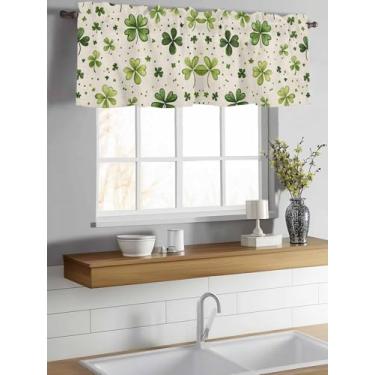 Imagem de Cortinas curtas de cozinha de linho para decoração de janelas, dia de São Patrício, para banheiro, sala de estar, quarto, 1 painel, 107 x 30 cm
