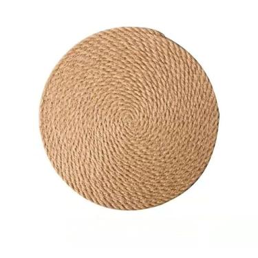 Imagem de Jogo americano de tecido de linho para mesa de jantar, almofada isolada redonda estilo boho de 30 cm para tigela, copo, panela (bege)