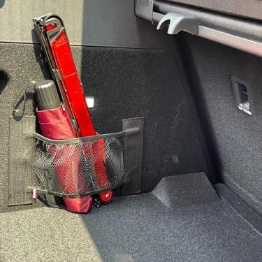 Imagem de Rede de carga de malha para carro, organizador de porta-malas de 45 x 20 cm com adesivo mágico, bolsa de malha elástica automática para armazenamento traseiro, organizador de rede de parede para carro